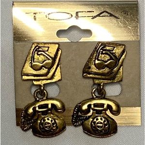 Tofa Earrings (Telephone) gold tone